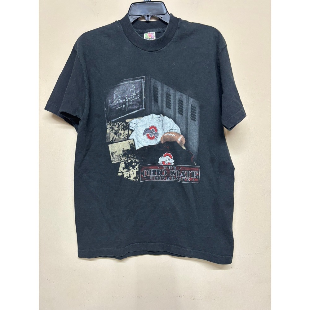 Vintage Ohio State Buckeyes‎ Graphic Mens Large Black College Tee Single Stitch